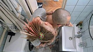 Our morning routine HARD BATHROOM FUCK her pussy just DESTROYED with rough doggystyle pounding.