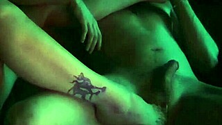 Sexy goth teen with big natural tits gives a sensual oiled footjob to her stepbrother with passion.