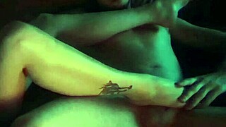 Sexy goth teen with big natural tits gives a sensual oiled footjob to her stepbrother with passion.