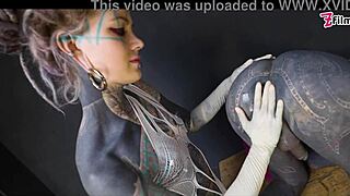 I love when my tattooed dominatrix stretches my ass with anal fisting in our goth punk session.