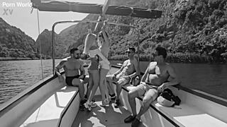 Slutty BFFs Candee Licious and Rebecca Volpetti Crave Outdoor DP Gangbang with Anal Fucking and Cum Swapping!