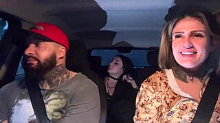 the app driver picked up a petite passenger who just turned 18 in the car and licked her small natural tits until she moaned wet in the public outdoor seat