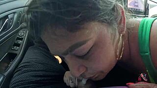 Open wide for my cock, he says, as she blows and gets facial in public