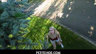 Petite 18+ Busty Blonde Roxy Risingstar Walks Home as Big Dude Vince Karter Teases Her Small Size