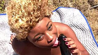 pornstar porsha carrera unleashes big strapon to dominate and pound ebony nina rivera outdoors