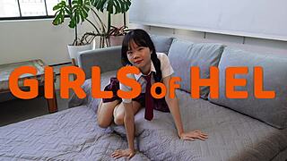 tiny asian submissive desires riding stepdad's dick getting fucked hard in doggystyle with moans