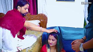 Tharki dhogi baba tricks bhabhiji into sex on pretext of childbirth and creampies her.