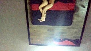 Mexican Teen Bent Over In Front Of Mirror At Hotel