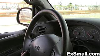 petite brunette gives blowjob and gets fucked by big cock