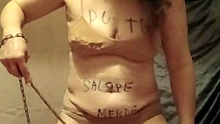 french milf maid contrasts private bondage session with public outdoor spanking dildo orgasm and humiliation flashes