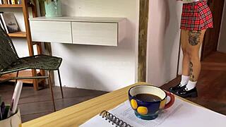 i seduced my teacher in the classroom to fulfill my deepest fantasy with a colombian blonde babe