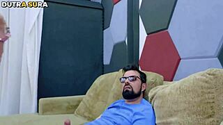 frotinha caught jerking off in the living room - dutra sura playfully asks him to explore her intimate side