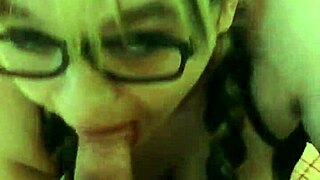 i oops got too loud while she blows me away with deepthroat in sexy glasses on her knees