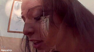 Teen and her stepmom sharing a big black cock in double blowjob