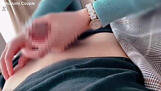 The office lady teases during a quickie at work, inserting a huge cock into her shaved pussy for wild Japanese sex with massive cumshot