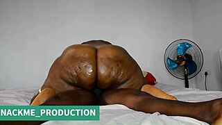 Picture my curvy bbw wife all oiled up riding a big black monster cock while I watch her fat ass bounce