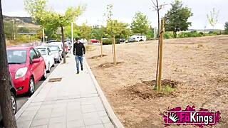 Fake producer interviews building cleaning lady for her first anal scene. She rides cowgirl and takes doggystyle with big tits bouncing.