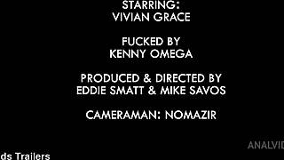 vivian grace takes her first bbc with rough anal, deepthroat, gapes, and cum swallow in intense interracial session.