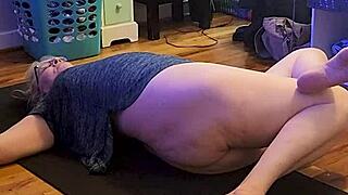 morning yoga with a hot mature milf turns into pussy play and more