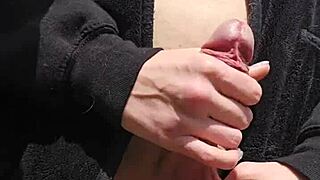 Outdoors, can I finger your wet shaved pussy while you give handjob and reach around my legs?