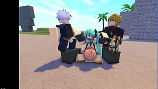 roblox miku gets into wild banging in a massive gangbang group session