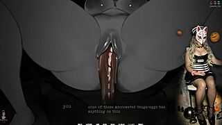 Halloween special haunted by Nathalie in costume game with cartoon elements.