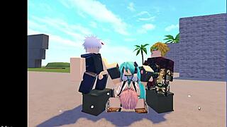 roblox miku gets into wild banging in a massive gangbang group session