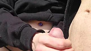 Outdoors, can I finger your wet shaved pussy while you give handjob and reach around my legs?