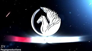 Pegas Productions contrasts with brunette babe Eva Horn taking big cock in tight ass for rough pov spanking.