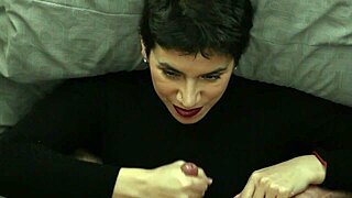 Pov romantic couple cfnm handjob ends in cum on clothes and facial cumshot