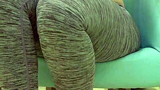 Teen babe in leggings teases her sugar daddy during workout photoshoot