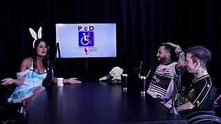 i love how this fat cuckold couple does bdsm domination with handjob and orgasm in public swinger group