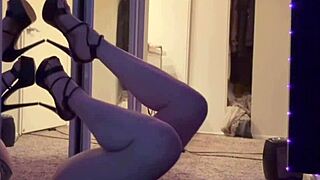 Look at my big tits in these shorts, feeling so horny while smoking