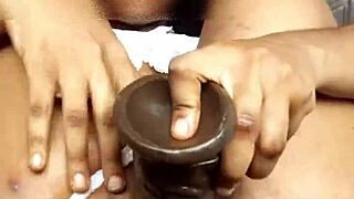 quicky spreads her ass solo with a dildo in softcore play