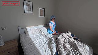 Shinji fucks Rei in Evangelion cosplay with cowgirl riding and cum in mouth. He confesses during the petite voyeur sex.