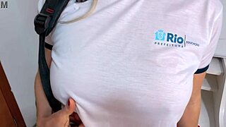 Professor and blonde student babe caught bareback assfucking with big black cock outdoors in public river party 😱🍑