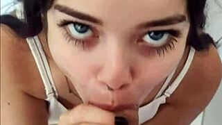 Young Brazilian brunette babe Debora Prado decided to deepthroat a monster cock before heading out.