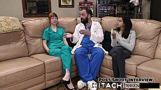 I experience this freshman getting a mandatory Hitachi orgasm in POV with Ditria Rose backstage.