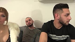 I don't like watching my blonde big tits girlfriend in lingerie and stockings getting shafted by my friend in this European threesome.