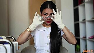 oh, feel these latex gloves on your skin... as a nurse checking her patient in the hospital with that rubber touch