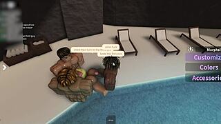 Latina Tans by Pool and Ends Up Sucking Three Big Cocks!