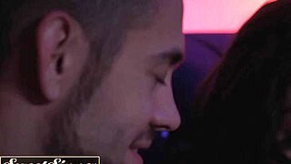 Seductive Latina with natural tits and trimmed pussy rides hard in missionary and doggystyle, ending with cum on ass