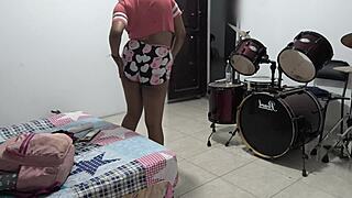 Sexy Venezuelan Housewife Packs Backpack for Vacation