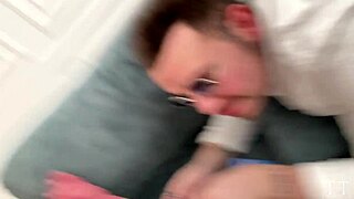 i spotted the camera and let him lick my pussy before squirting orgasm on the couch in maid roleplay