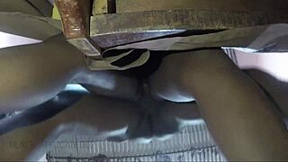 African ebony couple in dorm does rough homemade fucking with big ass fingering and hairy pussy teasing.