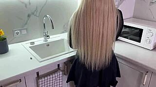 Sexy Blonde In Black Stockings Rides Pov