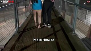 Paolla Hotwife Flashes And Humiliates Cuckold With Big Black Cock In Public Outdoor Scene