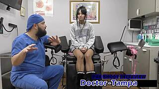 i uh... love watchin zombae get her first gyno exam from dr tampa in florida with gloves and spreadin. she's petite with short hair tattoos and natural tits in shorts and sneakers.