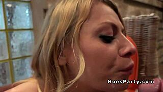 Amateur babes start banging with big cock blowjobs at a private party. Facial jizz covers their tits in group reality fun.