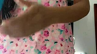 Look at this innocent girl in pajamas through a spy camera in amateur college teen flashing.